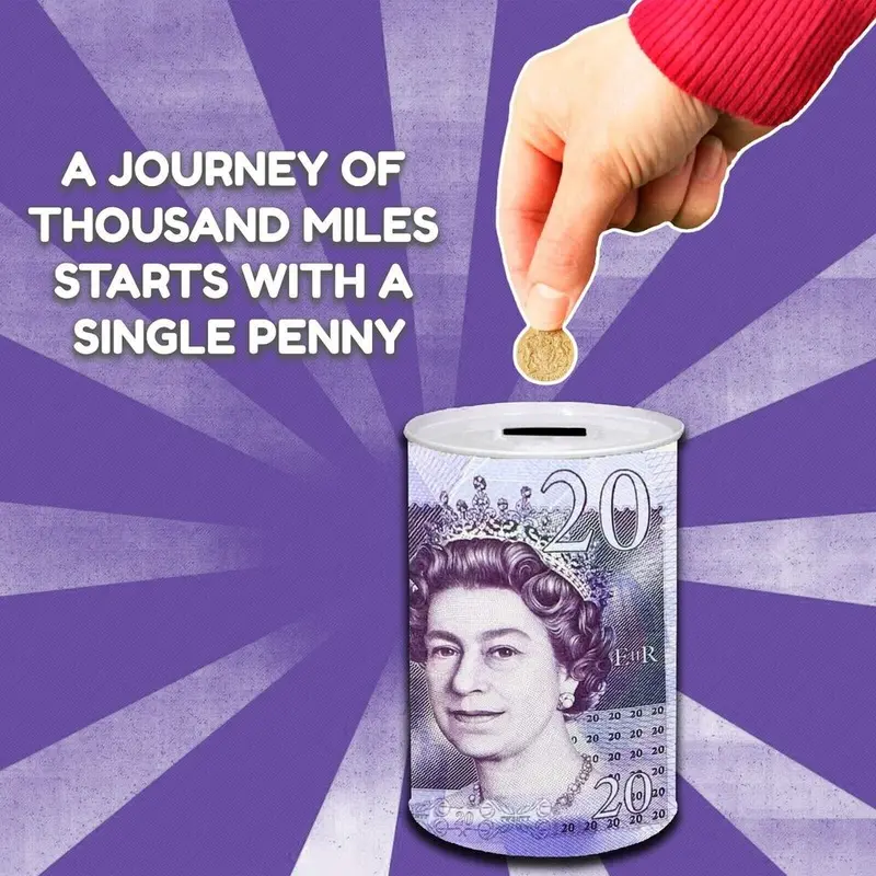 Money Box Tin £5 £10 £20 £50 Pound Note Kid Saving Cash Piggy Bank Box Decor Gift Light Security Ornaments 8