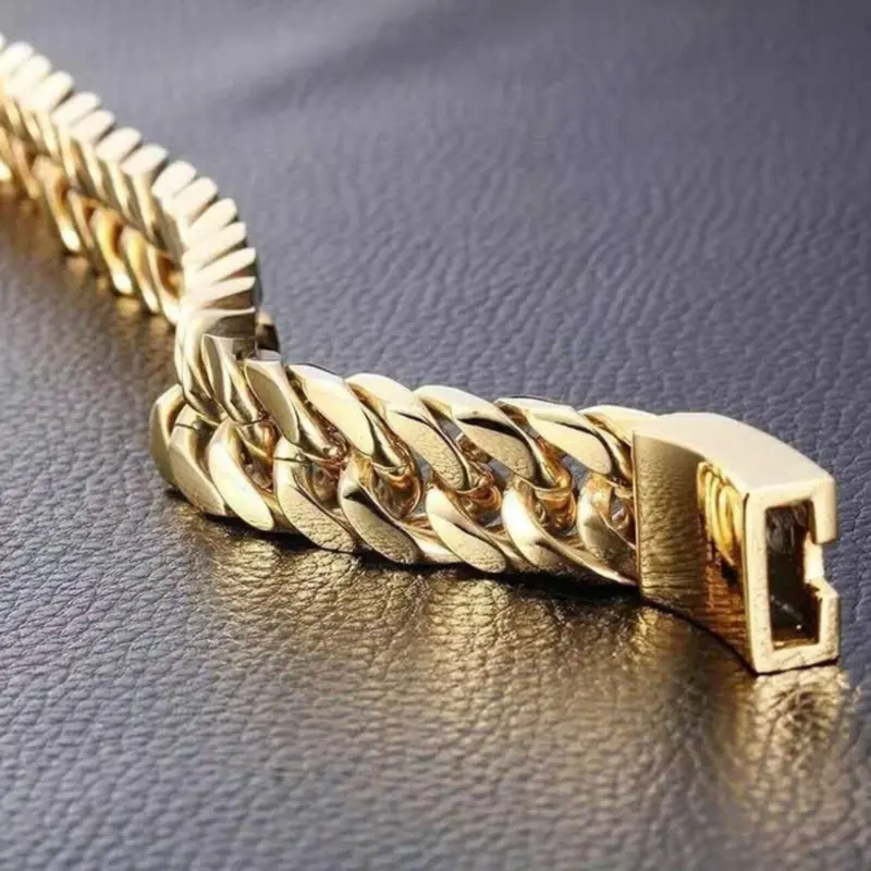 Simple 14k gold plated chain bracelet for men 4