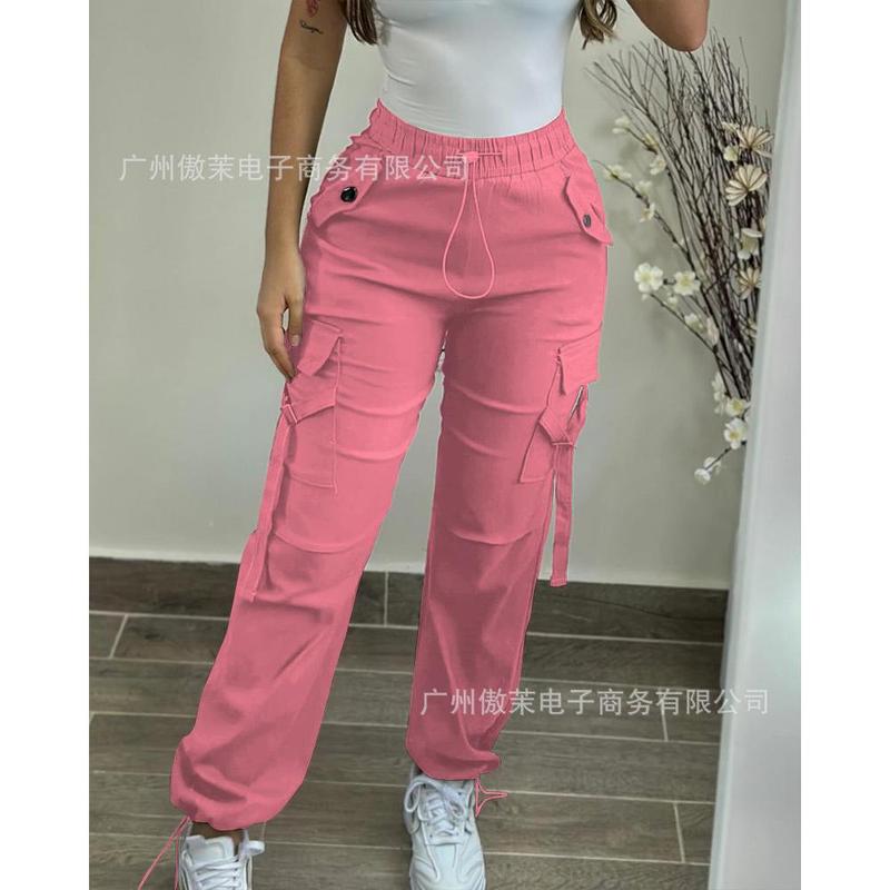 New Arrivals Temperament Design Sense Spring Summer Women's Clothing Solid Color Casual Elastic Waist Overalls 5