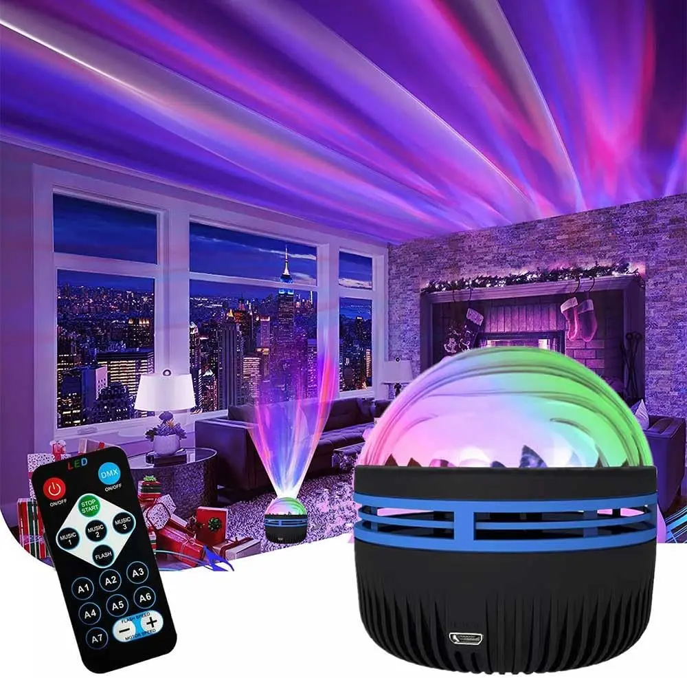 Northern Lights Galaxy Projection Lamp for Kids and Adults - LED Night Light with Waves and Stars Projector for Bedroom Decoration - Audio, Device led  projector solar system projector viral tiktok aurora astronaut