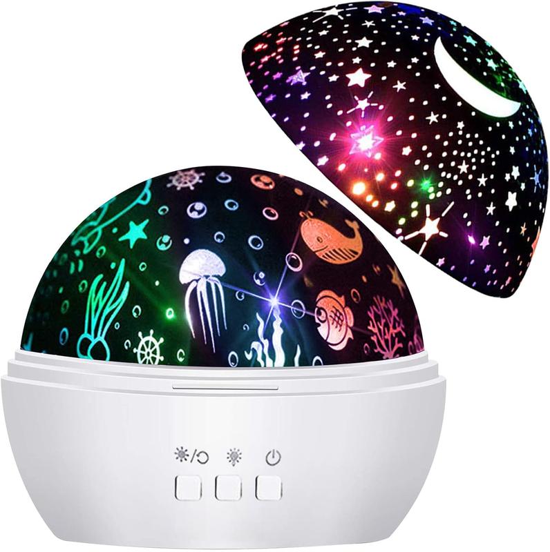 Moredig Baby Lights Projector, Roating Sensory Lights with 8 Lighting Modes, Starry Sky & Ocean Night Light Porjector for Kids, Baby Sensory Toy Christmas Gifts for Baby Gifts for Girls Boys - White 0