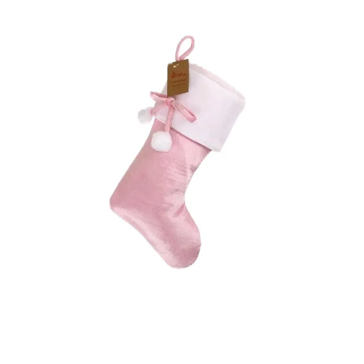 Baby Pink Pom Pom Stocking 40 X25cm - Soft and Cozy