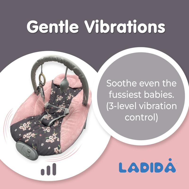(148) LADIDA Baby Bouncer with Soothing Music and Vibration, Adorable Plum Blossom Design, Suitable for Newborns baby  bouncer baby  rocker baby  essentials crib babysleep  aid baby  cot 5