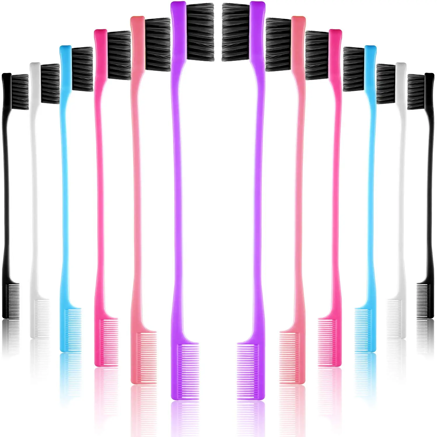 1 Pieces Hair Edge Brush Double Sided Control Hair Brush Comb Combo Pack Smooth Comb Grooming (Random Color)