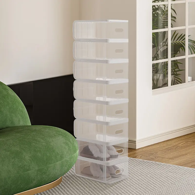 Livingandhome Transparent Stackable Shoe Storage Box Organiser For Closets and Entryways - Kitchen, Containers Plastic 1
