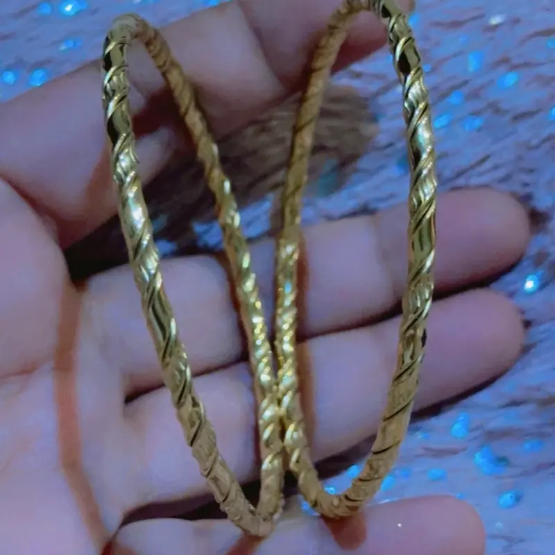 Dubai 22k Gold Plated Karras Bangles Pair - Non Fading asian Indian Pakistani weddings size 2.5 inch mehndi jewellery uk 2