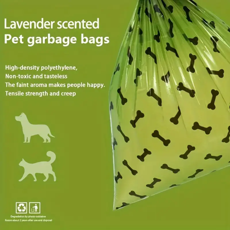 Lavender-Scented Biodegradable Dog Poop Waste Bags - Pack of 4 Rolls 120Pcs/Roll Disposable Leak-Proof Pet Waste Bag For Outdoor Walking - Bin Liner Valentine's Day Gift Ideas 4