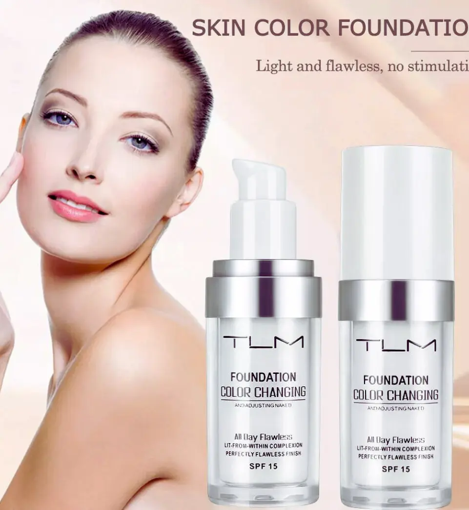 Colour Changing Foundation Magic Flawless TLM Makeup Change Skin Tone UK x 2 Pcs  Lightweight Concealer Oil Hypoallergenic Pigment Sensitive Spf Cosmetic Moisturize Moisturizer Moisture korean  changing clear  colour Hydrate Hydrating Moisturizing