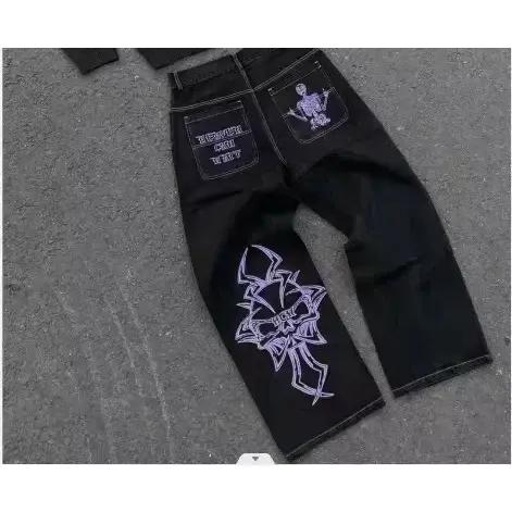 Y2K Fashion Retro Punk Llow Waist Bootcut Jeans Women Harajuku Wings Graphic Embroidered Pocket Pants Gothic Blue Denim Trousers Womenswear Bottom Streetwear Comfort 7