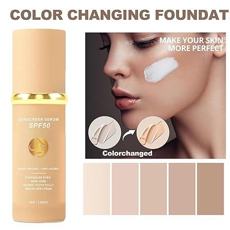 4 in 1 Moisturizing Full Coverage Liquid Foundation TrueMatch Color Changing Foundation with Sunscreen Light and Medium Spectrum Makeup Primer for All Skin Types 2