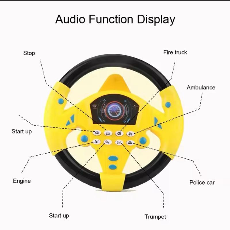 Eletric Steering Wheel Toy with Light Sound for Baby Kids - Educational Portable Simulated Driving Steering Wheel Vocal 3