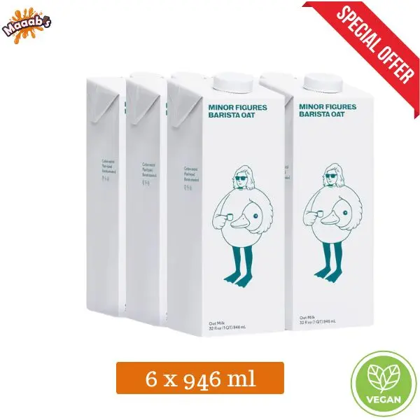 Minor Figures Oat Milk | Barista Oat Milk | No Added Sugar | Non Dairy Milk | Vegan | 6 x 946ml Calcium Milky