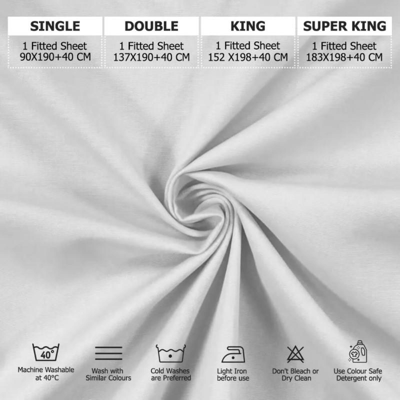 40cm/16in Extra Deep Fitted Sheets Cotton Rich Bed Sheets For Mattress All Sizes 9