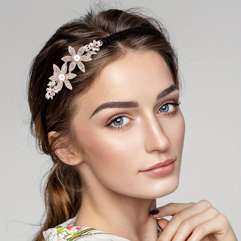 Product Introduction of 1pc Elegant Floral And Butterfly Rhinestone Hairband, Versatile Hair Accessory For Women, Retro Style, Simple Design For Face Washing And Styling 0