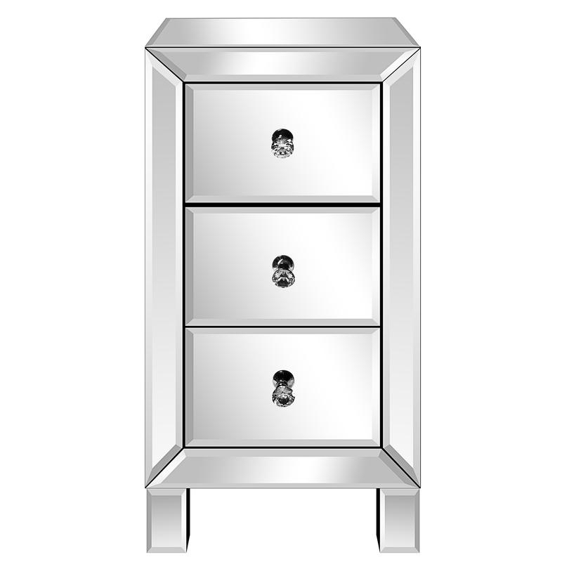 Contemporary Bedside Table with Drawers - Modern Mirrored Nightstand 3-Drawer Design for Stylish Bedroomécor 5