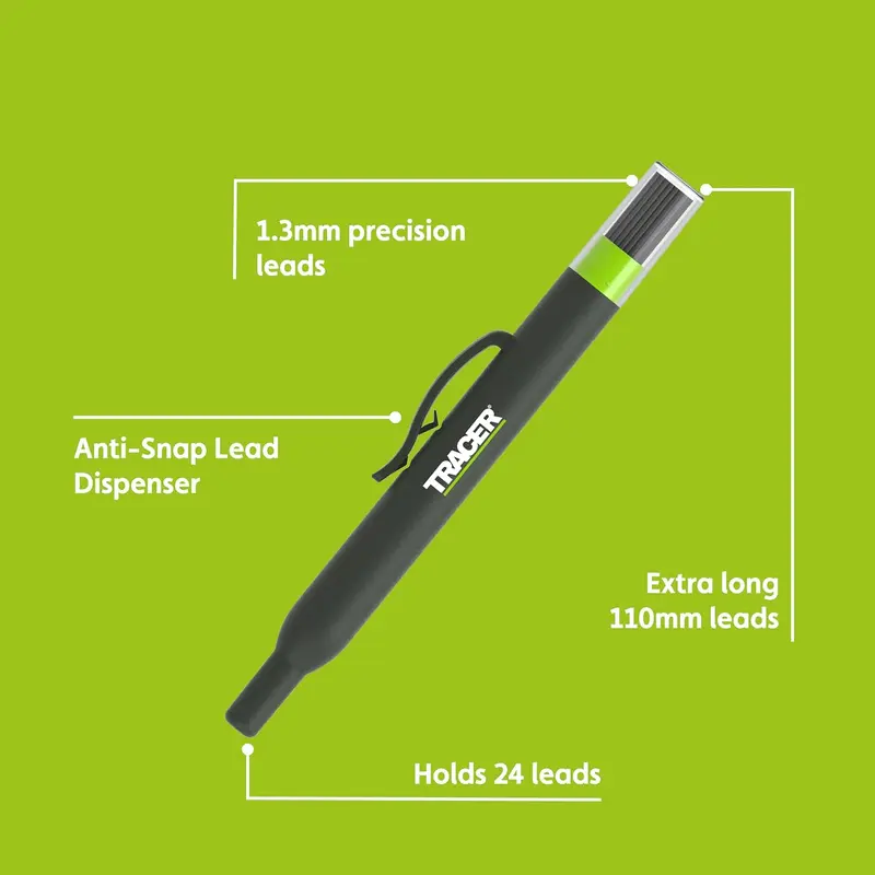 TRACER Pro Series 24x Deep Hole Precision Pencil Graphite Replacement Lead, APPL1 1