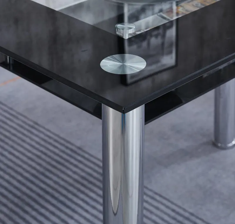 Modernique Compact Tempered Glass Table with 4 Chairs Set Available in Black & Grey 8