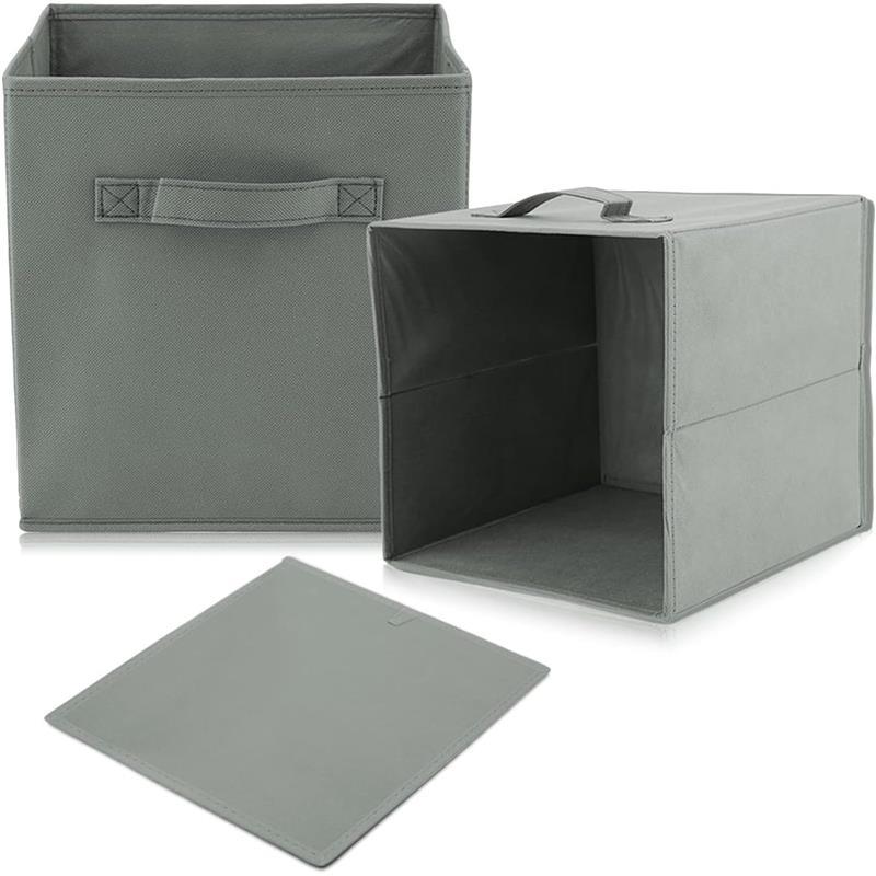 Set of 8 Foldable Storage Box, 33 x 38 x 33 cm, Fabric with Handles Storage Cubes And Cloth Storage Organizer Drawer For Closet And Toys Storage, Gray 5