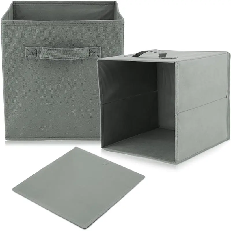 Set of 8 Foldable Storage Box, 33 x 38 x 33 cm, Fabric with Handles Storage Cubes And Cloth Storage Organizer Drawer For Closet And Toys Storage, Gray 4