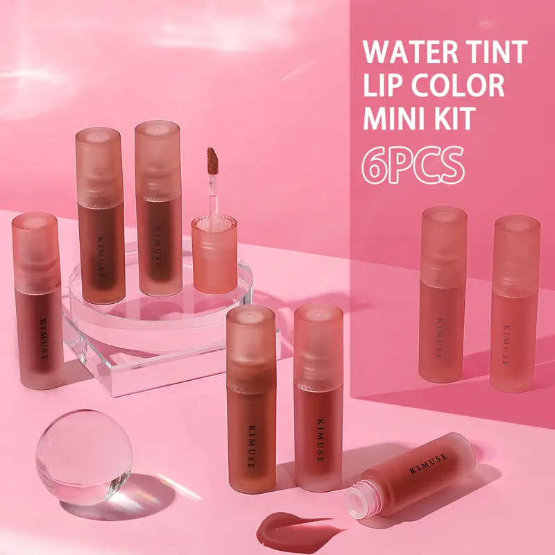 KIMUSE Water Gel Lip Tint 6 Colors Set, Highly Pigmented Long Lasting Moisturizing Glossy Lip Tint Stains 1