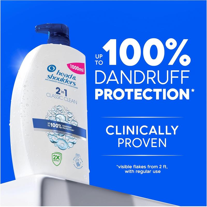 Head & Shoulders Classic Clean Anti-Dandruff 2-in-1 Shampoo, 1000 ml Conditioner Haircare Cleanser Cleansing 2