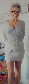 Product Review of Women's Plain Textured Fake Buttons Wrapped Ruched V Neck Tee Without Necklace, Elegant Casual Long Sleeve T-Shirt, Ladies Fall & Winter Top from s**9 0