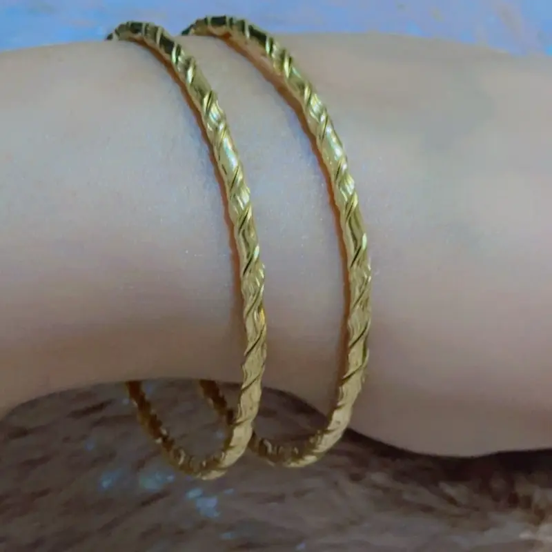 Dubai 22k Gold Plated Karras Bangles Pair - Non Fading asian Indian Pakistani weddings size 2.5 inch mehndi jewellery uk 0