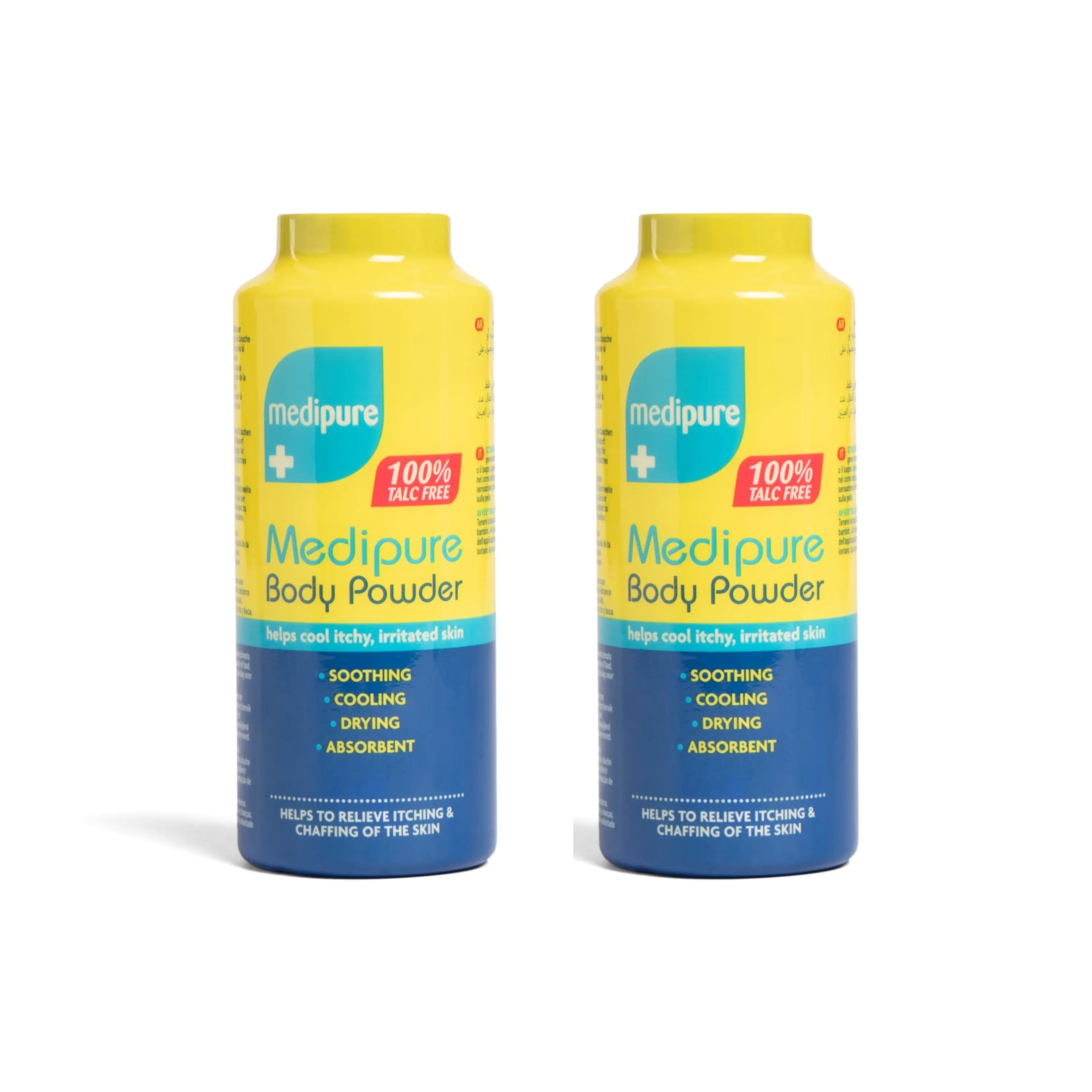 Medipure Body Powder 200g Pack of 2 - Soothes and Protects Against Irritation - Aloe Talc Free Bath Body Care Talcum Powder Cosmetic
