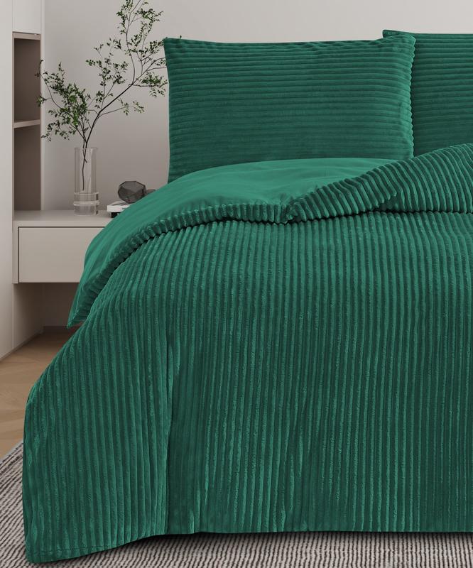 Chic Chunky Ribbed Cord Duvet Cover Set – 3-Piece Bedding Set with 1 Duvet Cover & 2 Pillowcases (No Filler) – Stylish Charcoal Bedding for Cozy & Modern Room Décor 3