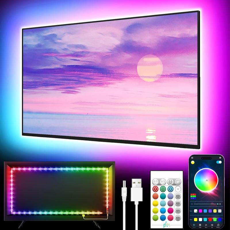 TV Light Strip, 5M LED Backlight for 45-75 Inch TV, Music Sync RGB Color Changing with Bluetooth Function - Home Theater Lighting (16.4ft) 0