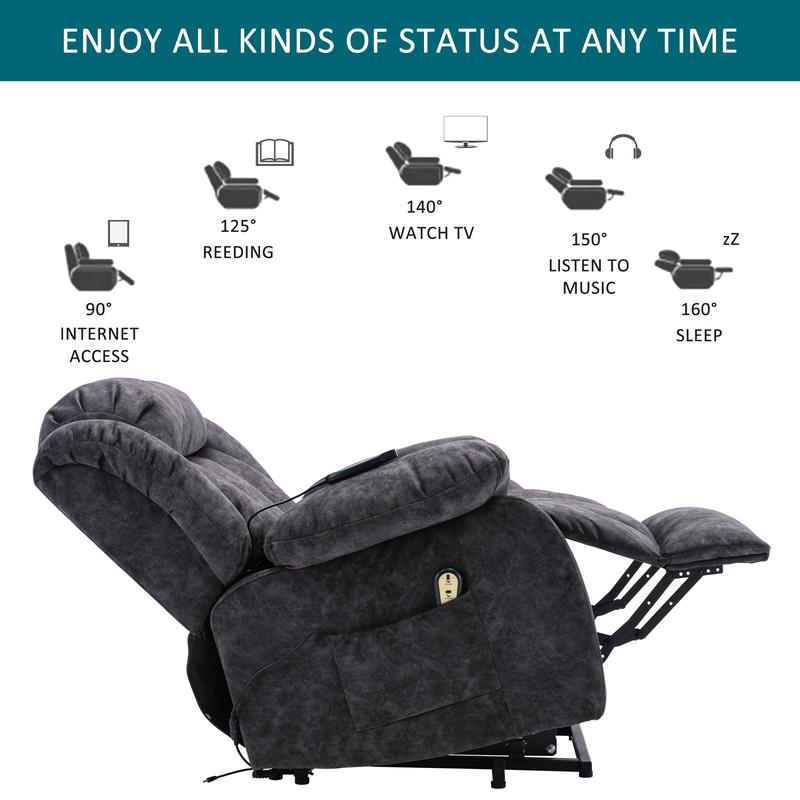 Power massage adjustable recliner chair, suitable for indoor use, for relieving fatigue, heavy load, and safe exercise. Comfort Storage 5