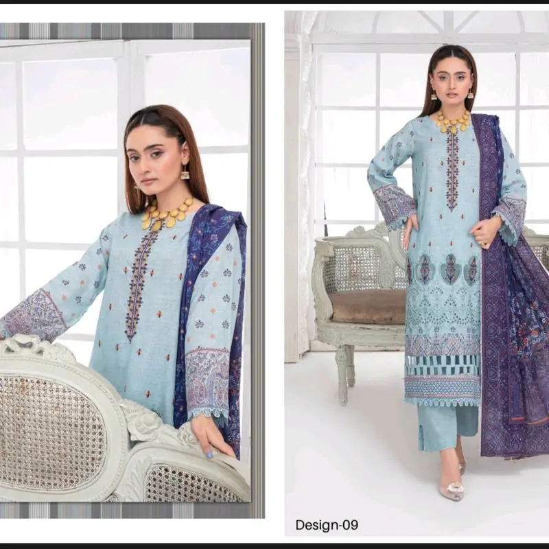 Digital Print & Embroidered Slub Khaddar Shirt - Primer Quality Ready to Wear clothes Traditional Womenswear Elegant Fabric Dress Formal Suit Aesthetic 3