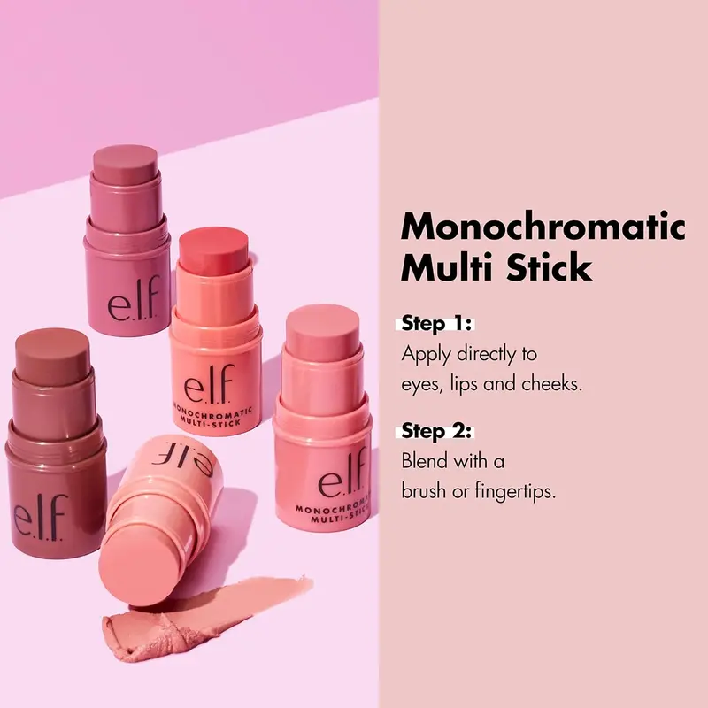 e.l.f., Monochromatic Multi-Stick Blush, Creamy, Lightweight, Versatile, Luxurious, Adds Shimmer, Easy To Use On The Go, Blends Effortlessly, Sparkling Rosé... 3