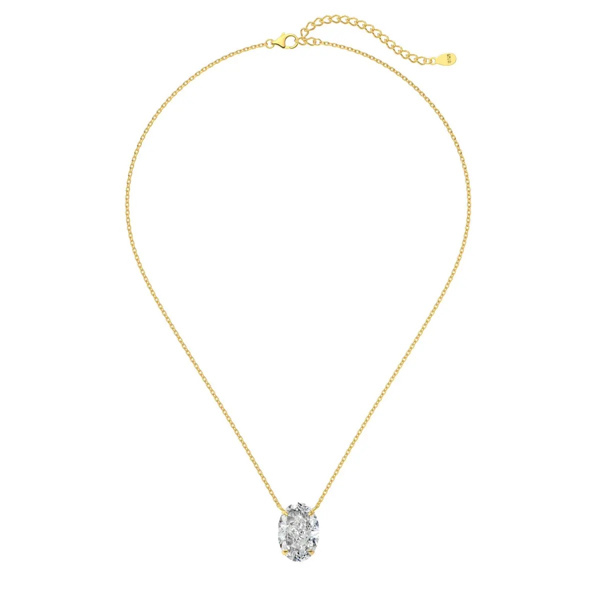 AV Jewellery Gold-Plated Oval-Cut Pendant Necklace with Radiant Stone