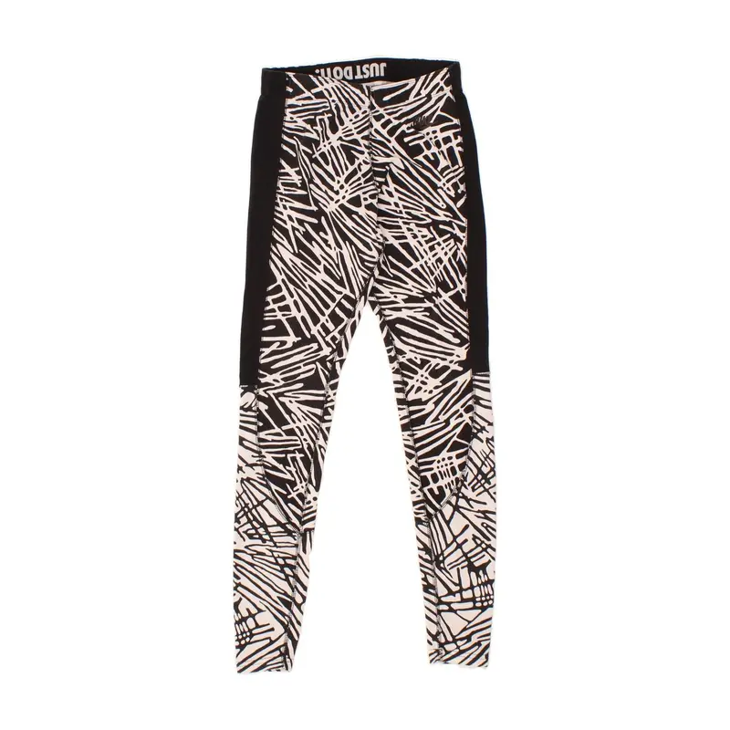 Pre-Owned Vintage NIKE Womens Leggings UK 10 Small  Black Animal Print 1
