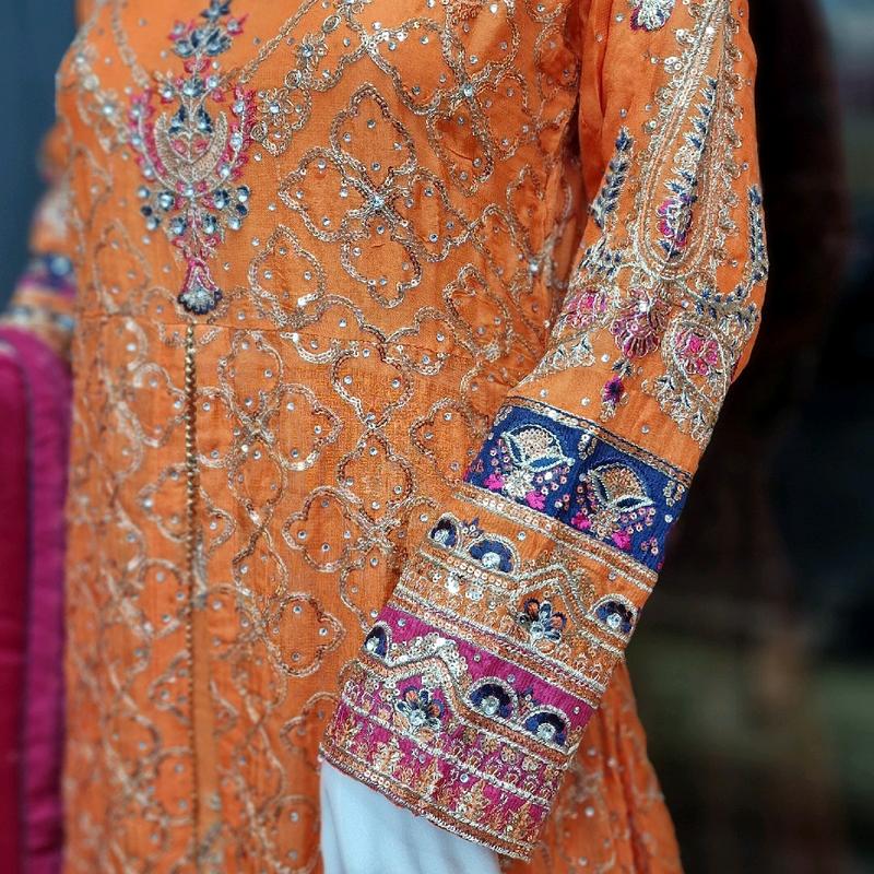 Nikah baraat mhendi dress latest design Womenswear Fabric Chiffon Original Long Sleeve Light Comfort Summer 4