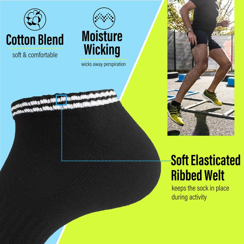 The Essentials Wardrobe Mens Socks 6 Pack Trainer Liner Gym Running Socks Arch Support Moisture Wicking Cushioned Soft Elasticated Ribbed Welt Mens Sports Socks Size 6-11 4