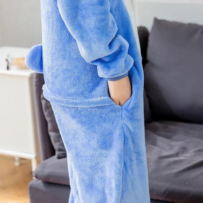 Stitch Anime Cosplay Costumes Women Men Cartoon Jumpsuit Adults Cute Flannel Hooded Pajamas Onesie For Loungewear Nightwear Womenswear Homewear Long Sleeve Pjs Pyjamas Winter Basic Minimalist 3