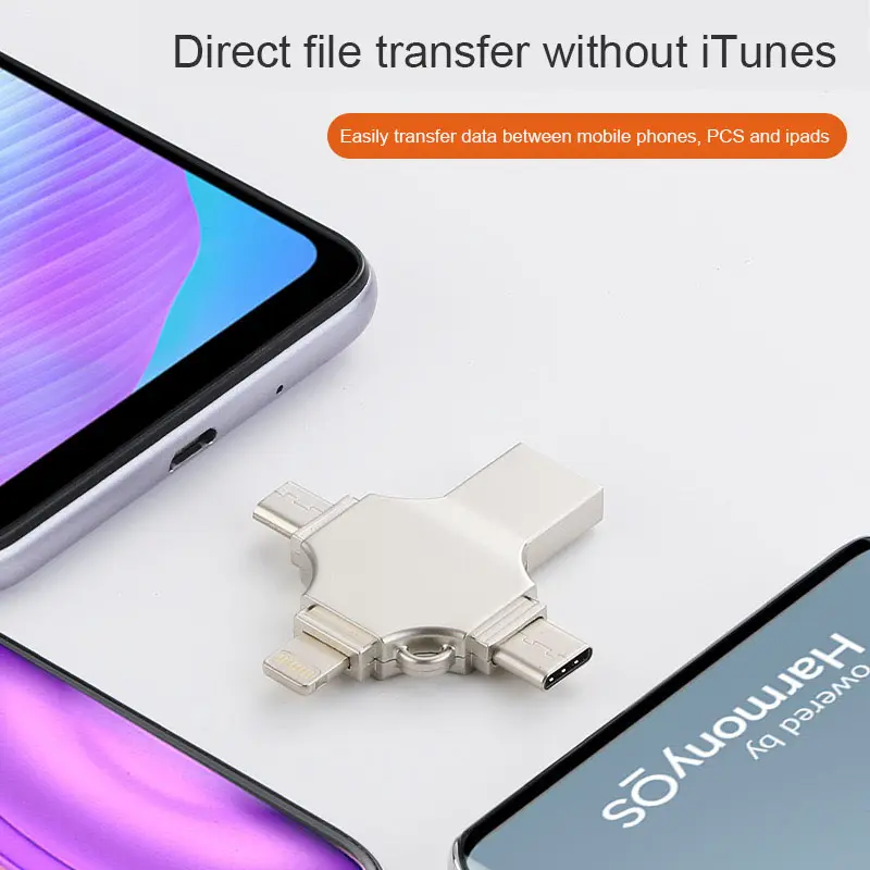 4-in-1 OTG multi-functional mobile phone USB flash drive, 2TB large memory, Mini high-speed USB 3.0 external storage USB flash drive, suitable for iPad, Android mobile phones, PC and more devices, high-speed USB 3.0 flash drive, boyfriend gift 5