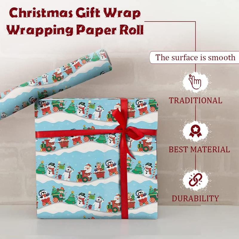 ANGIX Cute Christmas Wrapping Paper Roll with 32+ Matching Tags - 4 x 8m Sheets in 4 Different Colours 6