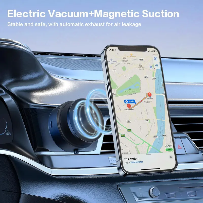 360° Rotatable Car Magnetic Phone Holder, Car Navigation Holder, Vacuum Adsorption & Magnetic Adsorption Double-sided, For Windshield and Dashboard, Kitchen, Bedroom, Office, Multifunctional Phone Accessories for iPhone & Android Smartphone 3