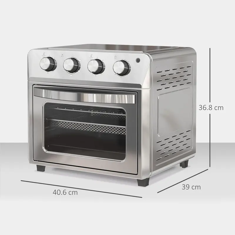 24L Silver Air Fryer Oven 1600W Oil Free Cooking with Timer Touch Screen by HOMCOM 2