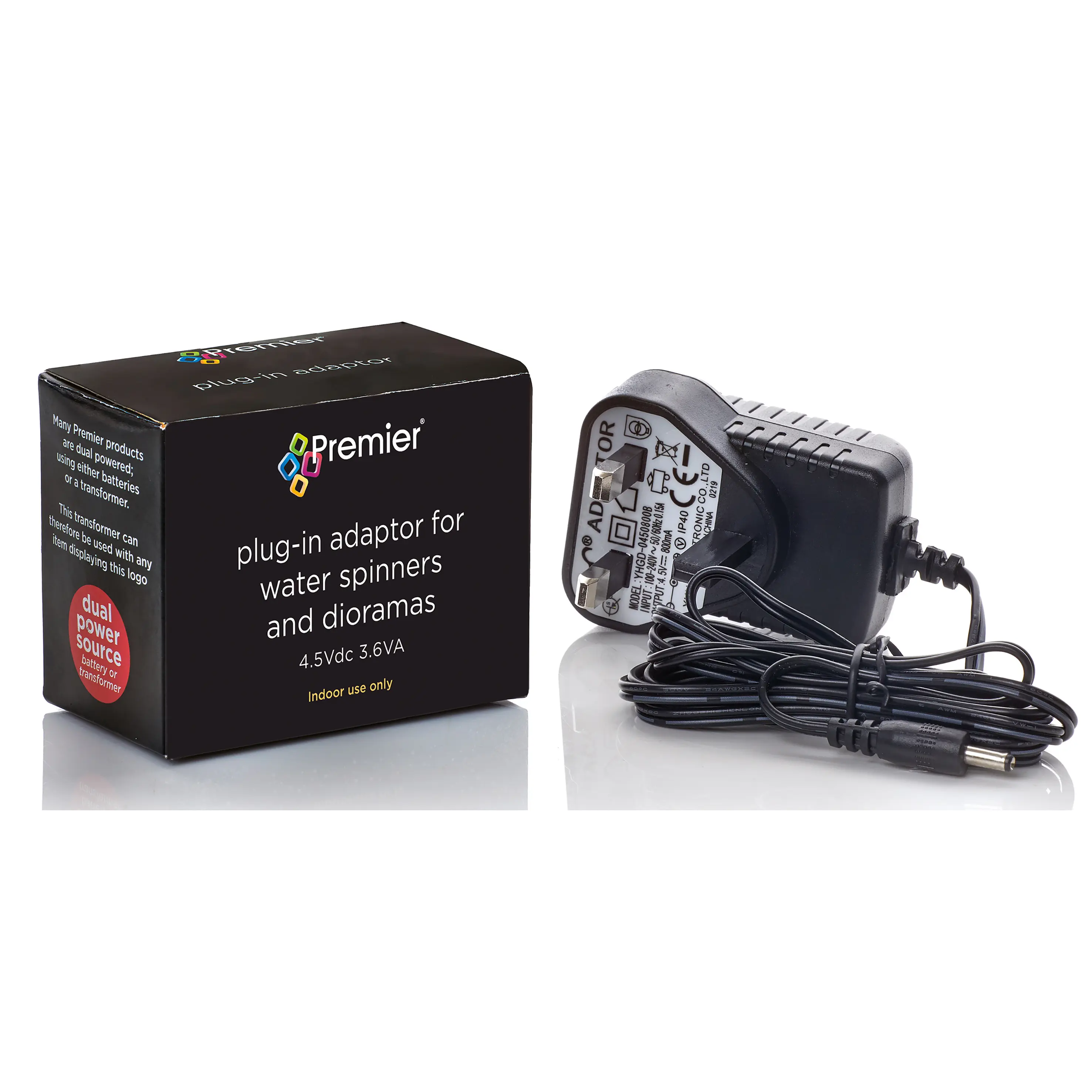 Water Spinner Mains Lead 4.5V DC 3.6VA Plug in Adaptor 1.8m Jack Plug Lead