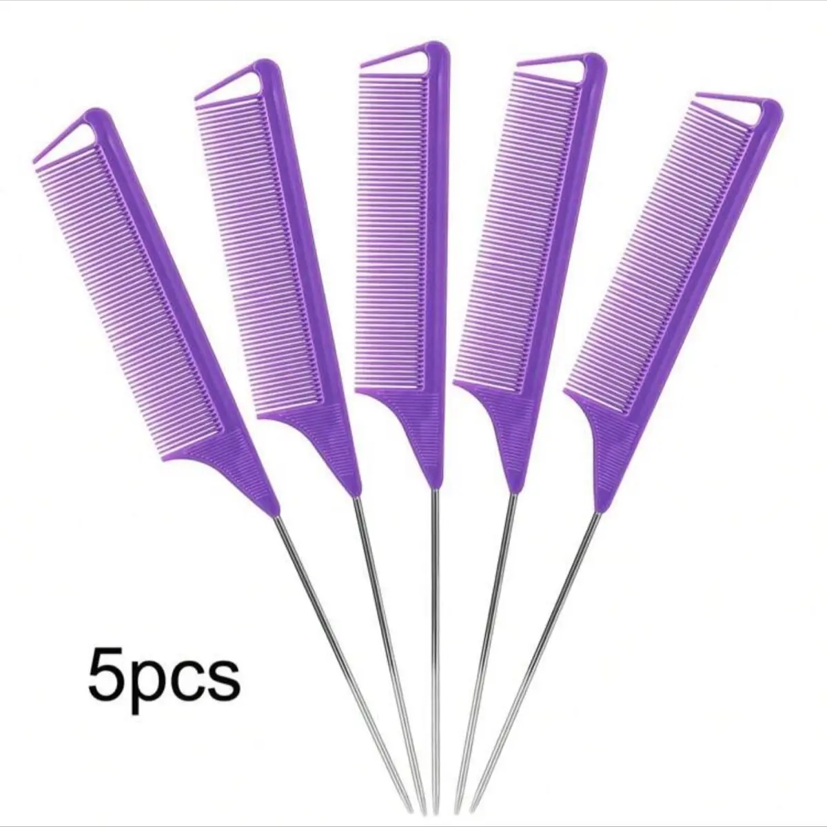 5pcs Black Hair Coloring Tinting Pointed Tail Comb for Heatless Haircare detangler