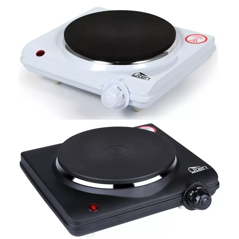 Stainless Steel Single Hotplate, Home Kitchen Electric Hotplate, 1250-1500W , 5 Power Levels Mobile Hotplate for Travel and Camping, Continuously Adjustable Thermostats, Overheating Protection, Cast Iron 0