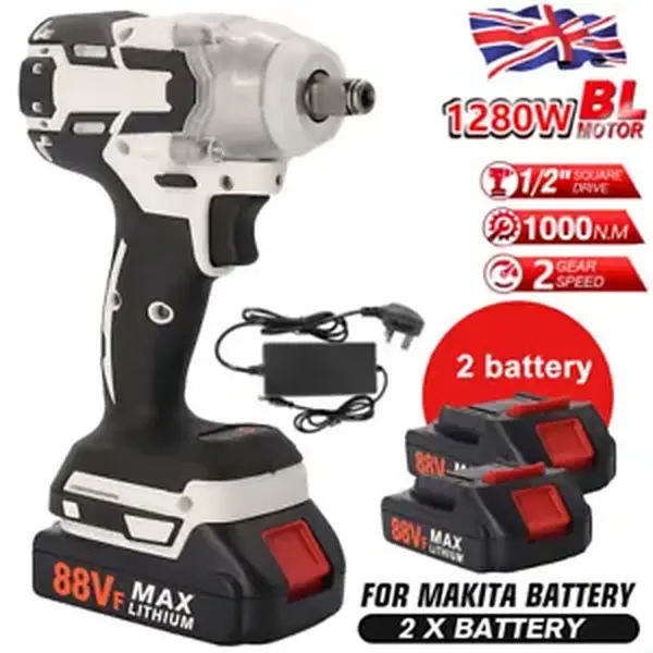 1000Nm 1/2" Cordless Electric Impact Wrench Drill Gun Ratchet Driver w/ Battery