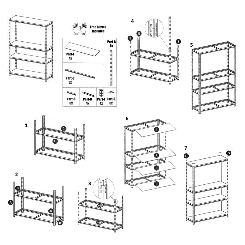 4 Tier Heavy Duty Metal Shelving Rack Unit Garage Storage 150x75x30cm 3