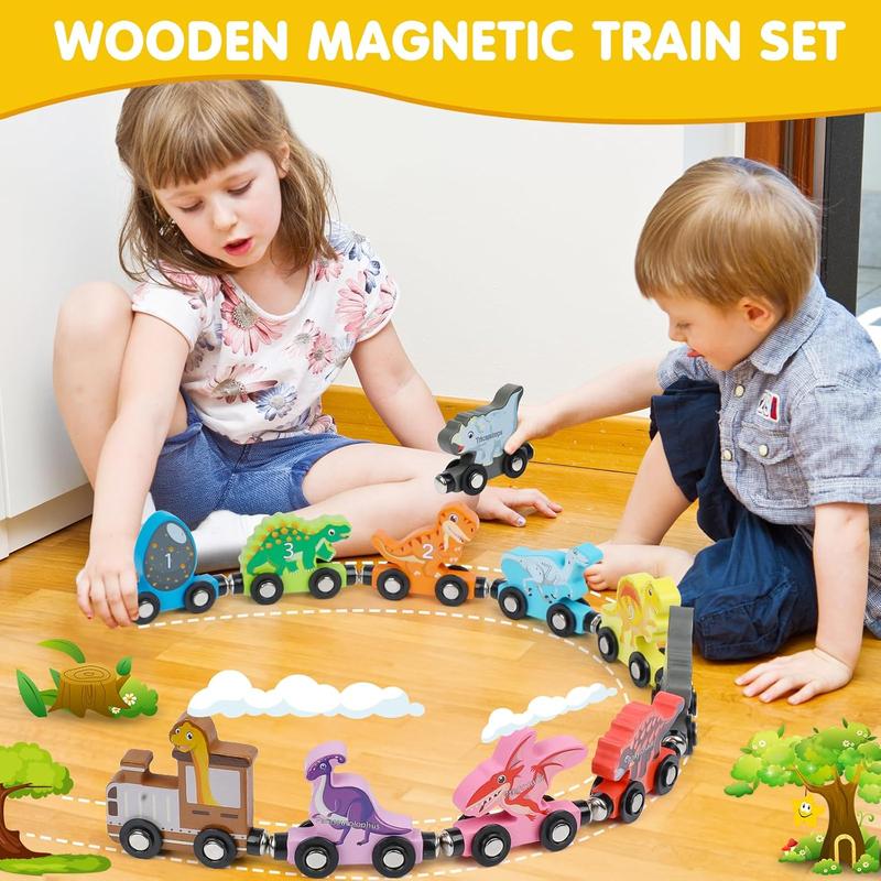 Dinosaur Train Toy, 1 Set Number Train Montessori Toy for Toddlers, Block Assembly Toy for Birthday, Birthday Gifts for Kids 1 year old girl toys early educational baby development 4
