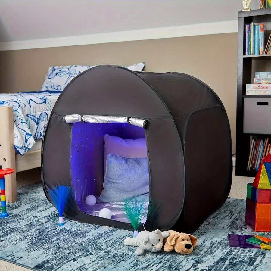 Portable Blackout Pop-Up Sensory Tent Designed for Autism And Sensory Processing Disorder, Promoting Relaxation And Focus, Comes with a Travel Bag And Is Easy to Set Up.
