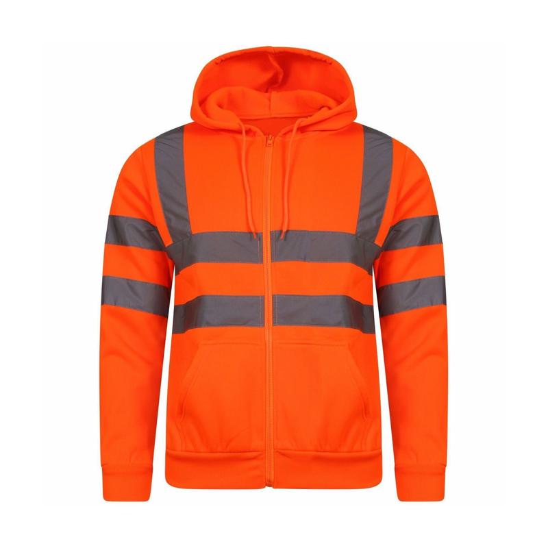 Men’s Hi-Vis Zip-Up Hoodie – High Visibility Reflective Sweatshirts – 2-Tone Design, Warm Fleece, Durable Men's Workwear – Long Sleeve, Machine Washable – Yellow & Orange Safety Jackets for Outdoor Jobs 2